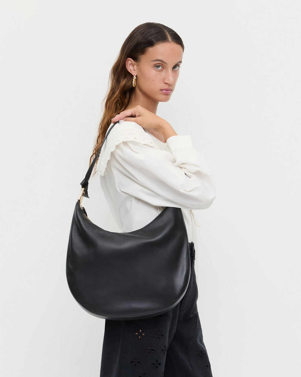 Loeffler Randall Women / Morgan Black Leather Shoulder Bag