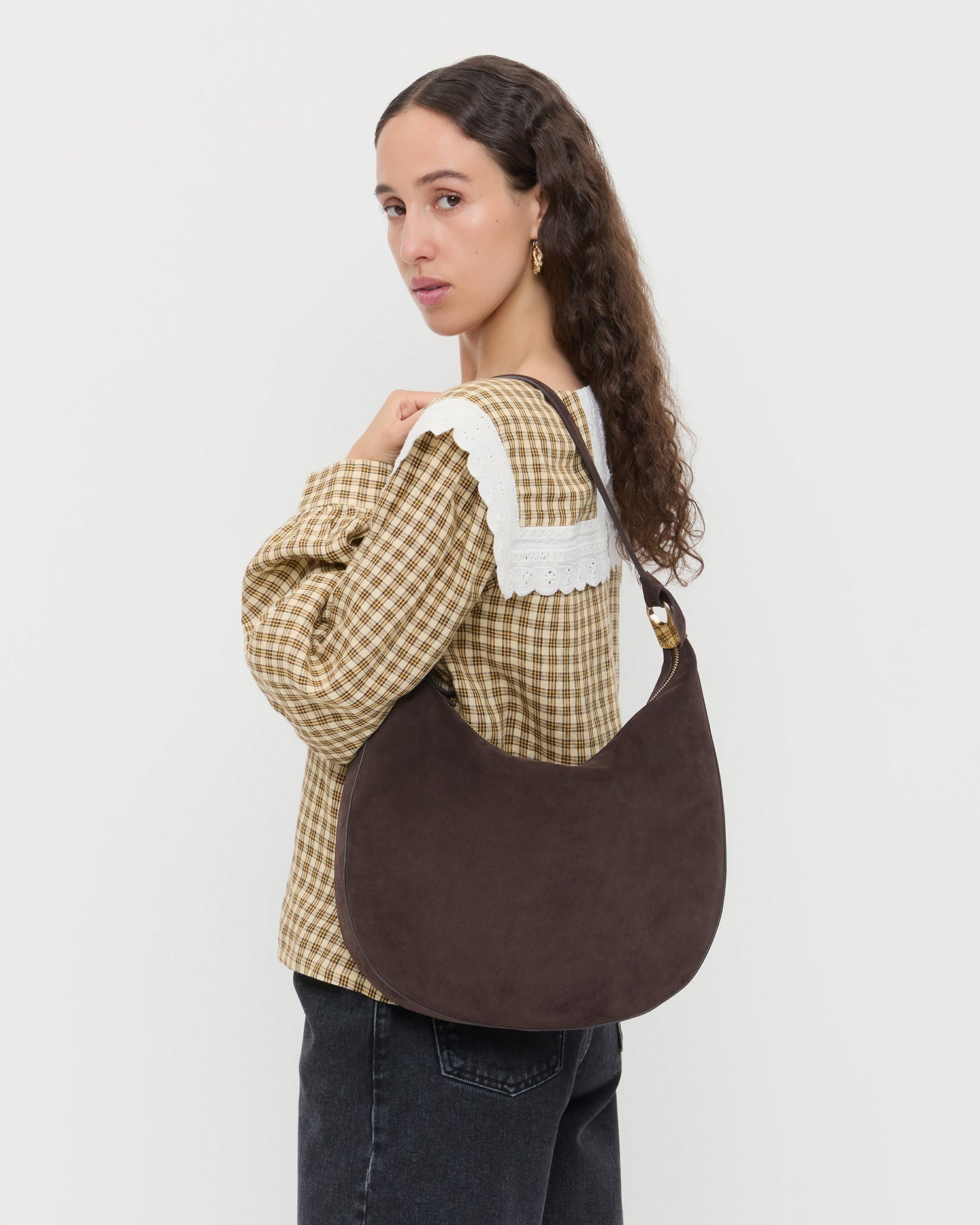 Loeffler Randall Women / Morgan Brown Suede Shoulder Bag