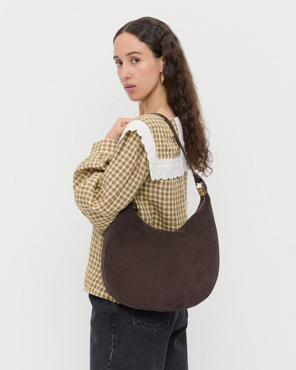 Loeffler Randall Women / Morgan Brown Suede Shoulder Bag
