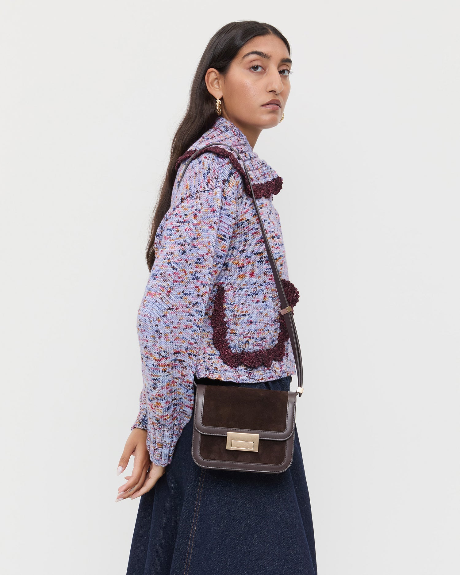 Loeffler Randall Women / Desi Brown Suede Crossbody