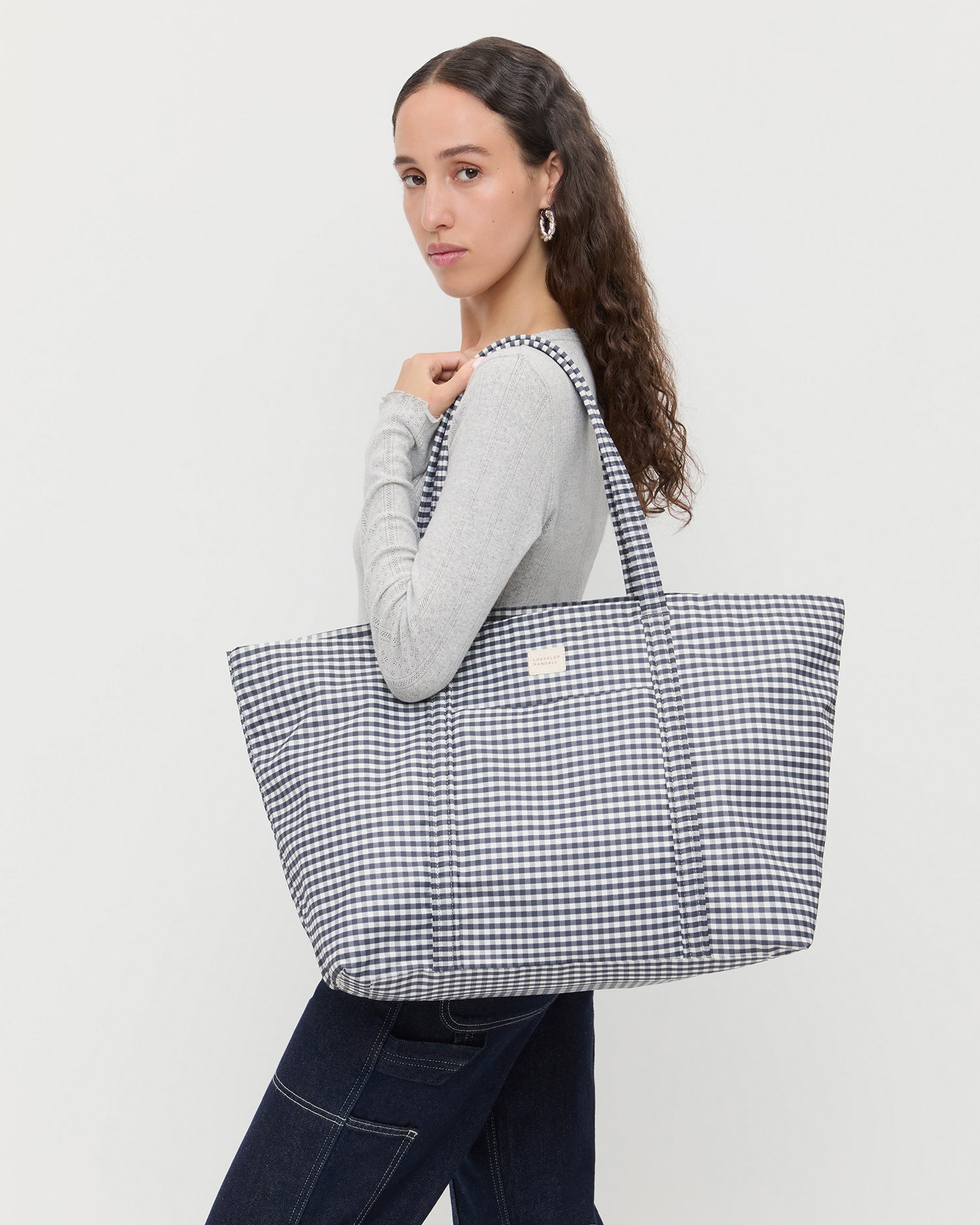 Loeffler Randall Women / Dina Black/White Gingham Travel Tote