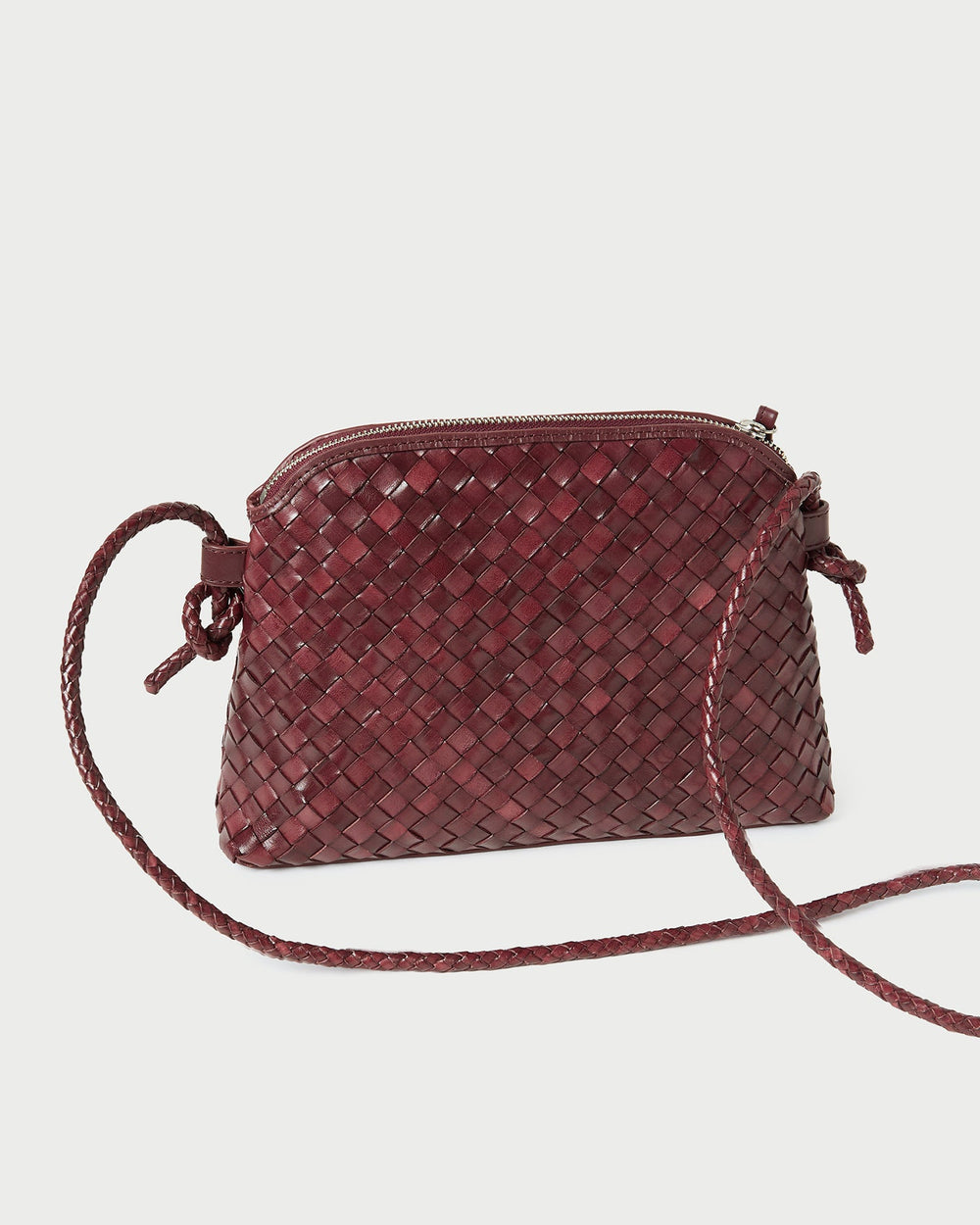 Loeffler Randall Women / Mallory Maroon Woven Leather Crossbody