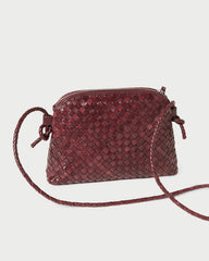 Loeffler Randall Women / Mallory Maroon Woven Leather Crossbody