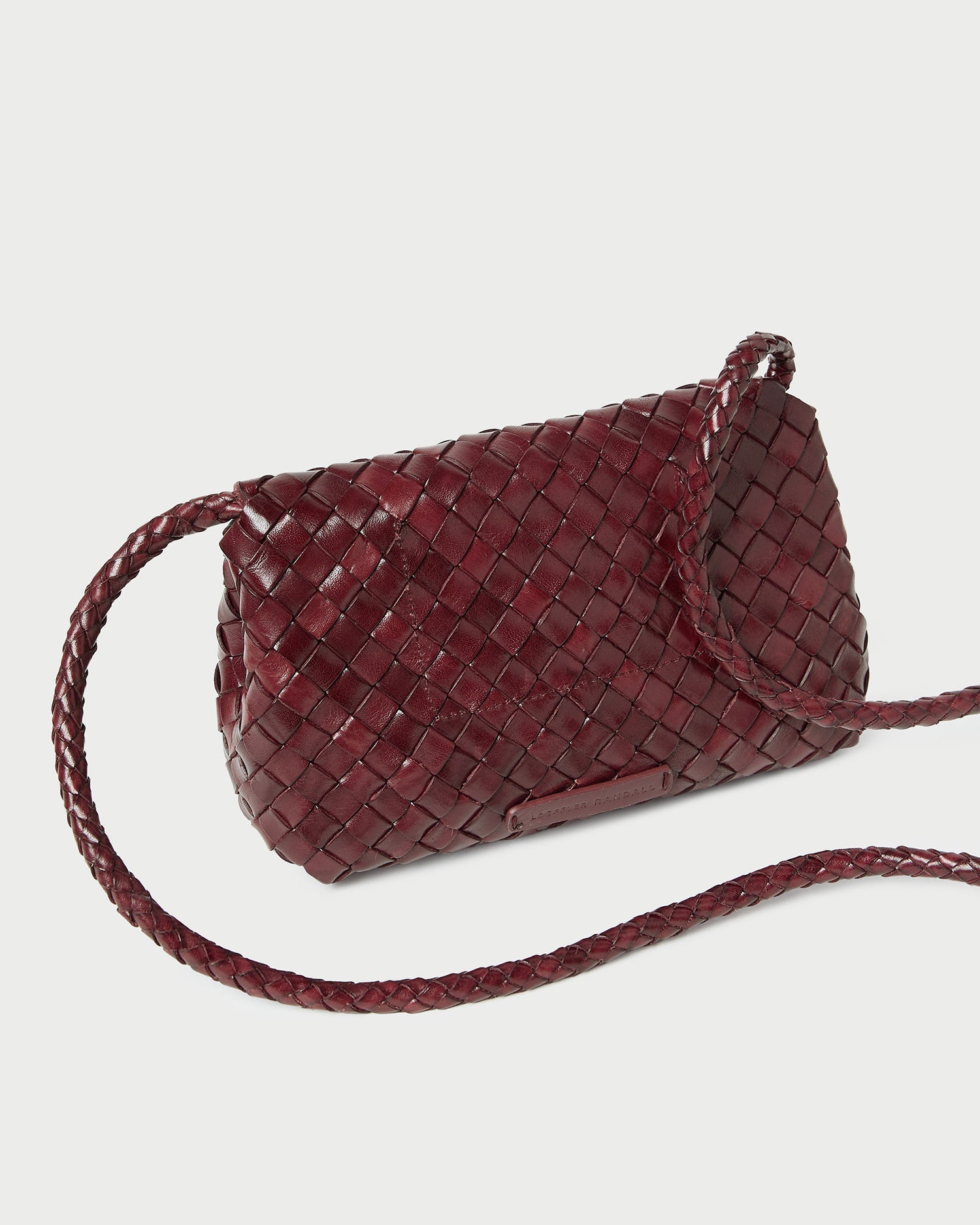 Loeffler Randall Women / Vinnie Maroon Woven Leather Crossbody