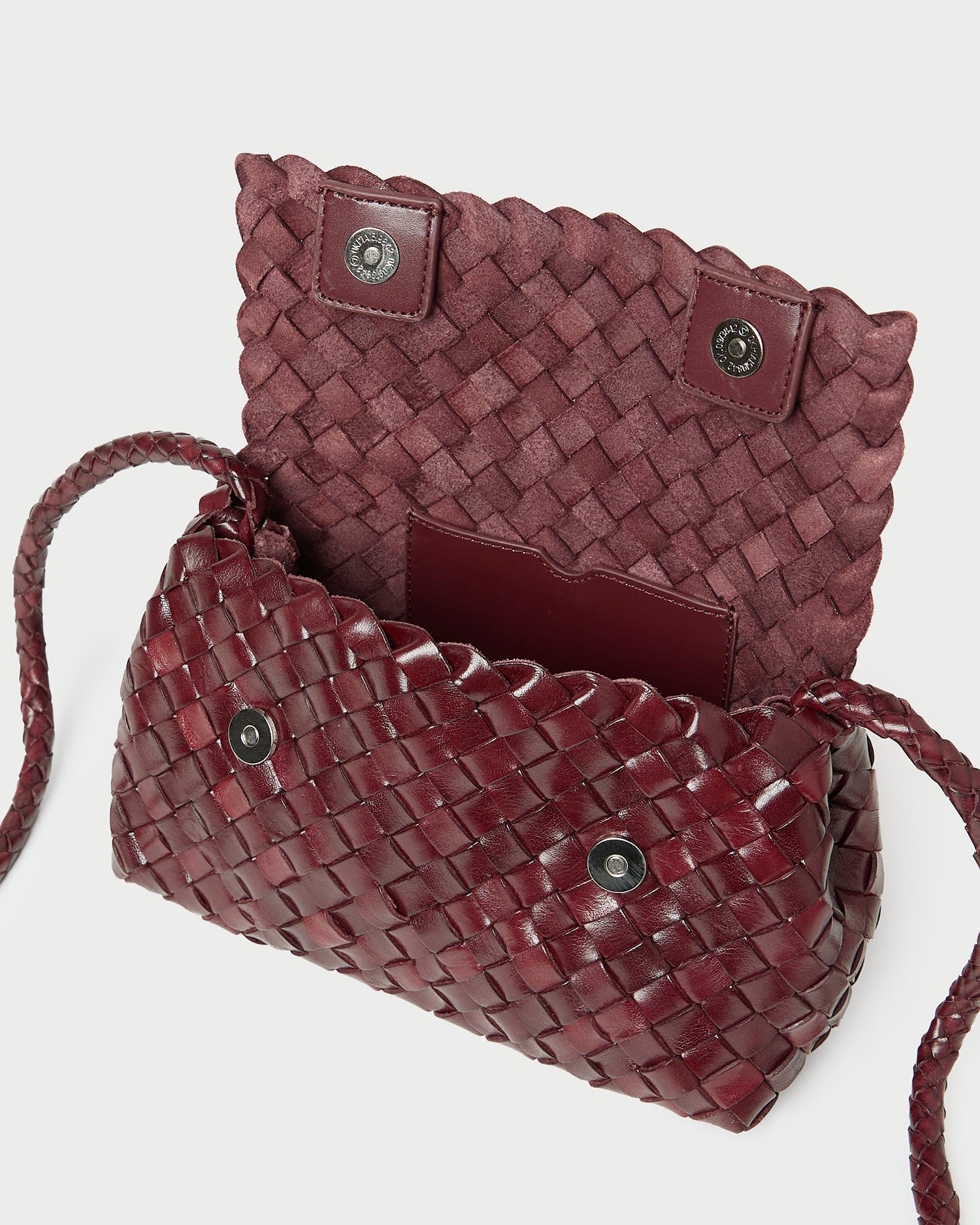 Loeffler Randall Women / Vinnie Maroon Woven Leather Crossbody
