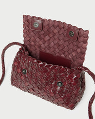Loeffler Randall Women / Vinnie Maroon Woven Leather Crossbody