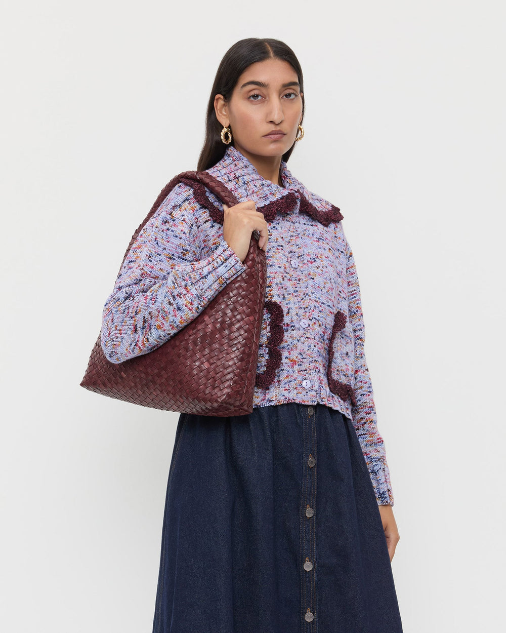 Loeffler Randall Women / Willow Maroon Woven Hobo Bag