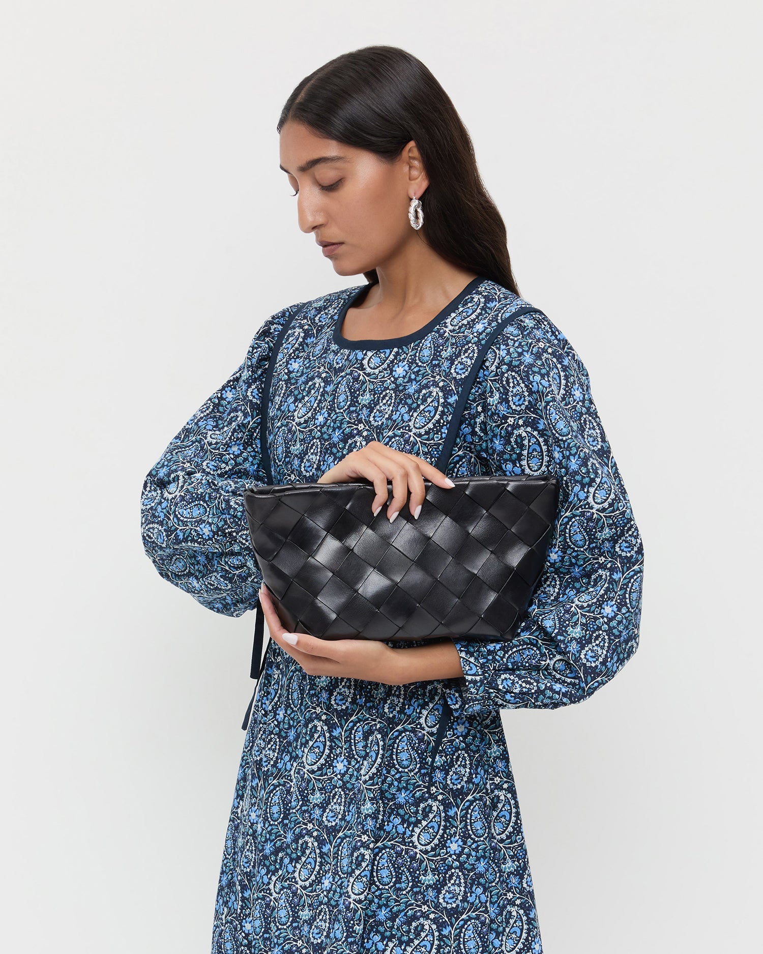 Loeffler Randall Women / Melina Black Woven Leather Clutch