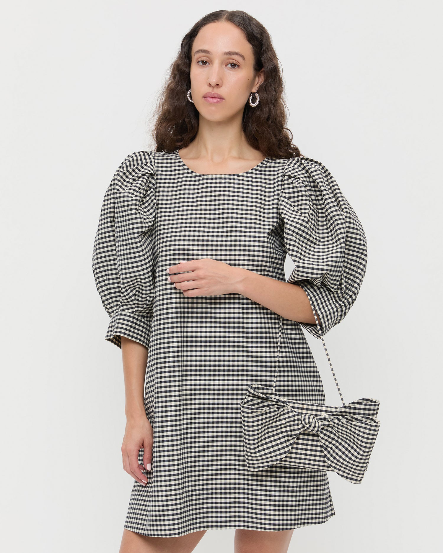 Loeffler Randall Women / Valerie Black/White Gingham Bow Bag