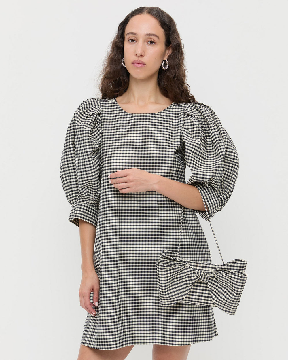Loeffler Randall Women / Valerie Black/White Gingham Bow Bag