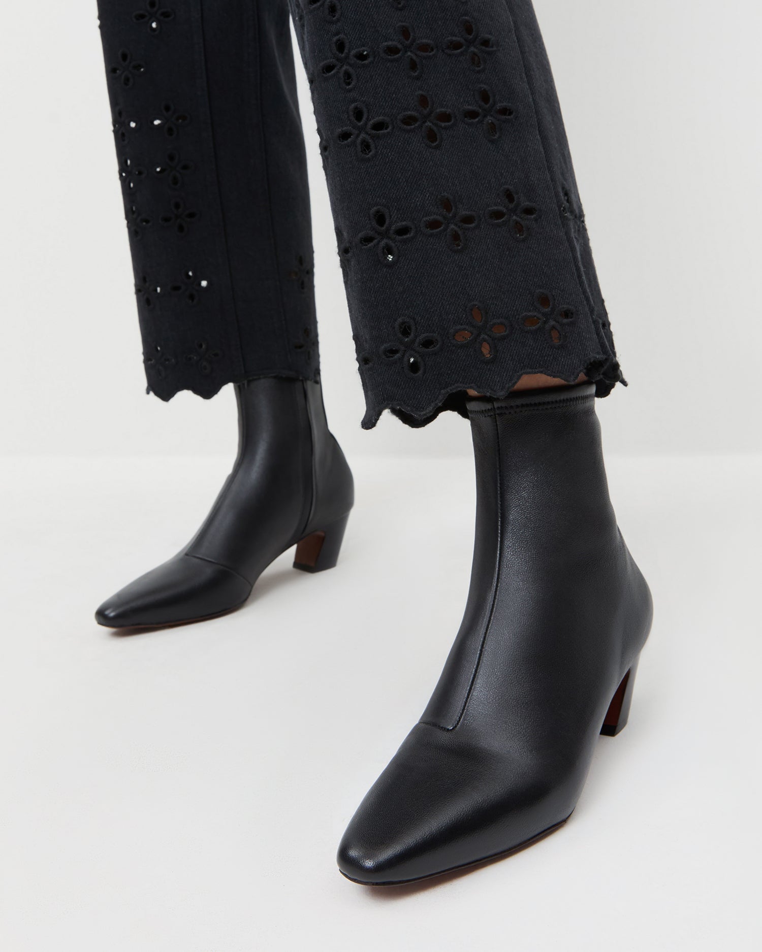 Loeffler Randall Women / Doria Black Leather Ankle Boot