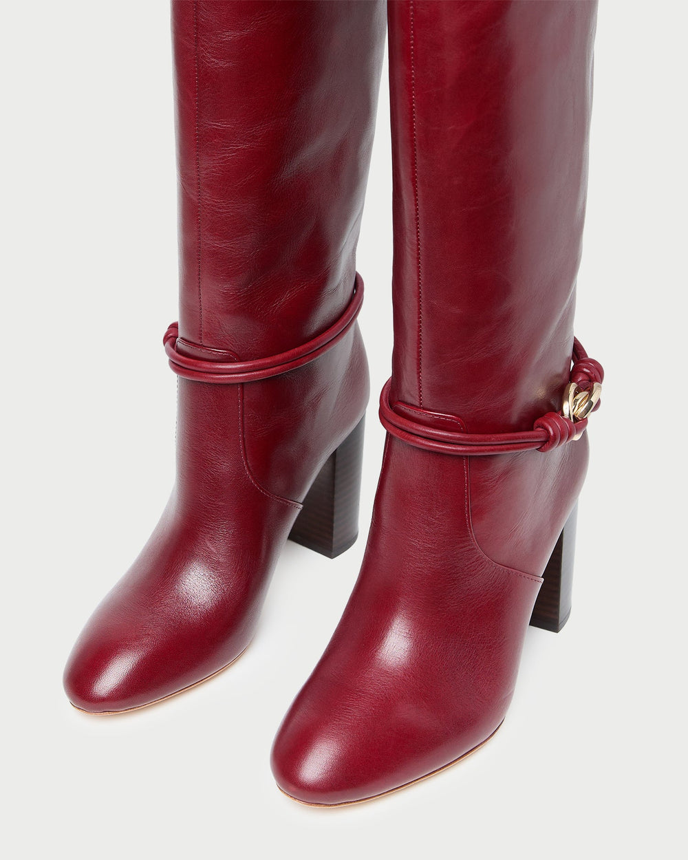 Loeffler Randall Women / Goldy Wine/Gold Leather Tall Boot