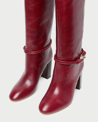Loeffler Randall Women / Goldy Wine/Gold Leather Tall Boot