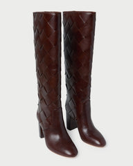 Loeffler Randall Women / Goldy Espresso Woven Leather Tall Boot