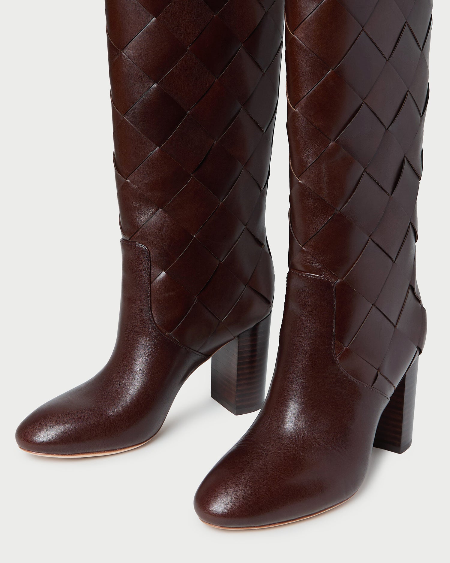 Loeffler Randall Women / Goldy Espresso Woven Leather Tall Boot