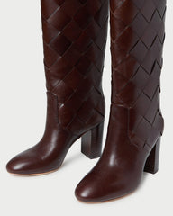 Loeffler Randall Women / Goldy Espresso Woven Leather Tall Boot
