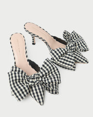 Loeffler Randall Women / Margot Black/White Gingham Bow Mule