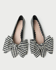 Loeffler Randall Women / Noa Black/White Gingham Bow Flat