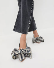 Loeffler Randall Women / Noa Black/White Gingham Bow Flat