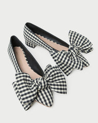 Loeffler Randall Women / Noa Black/White Gingham Bow Flat