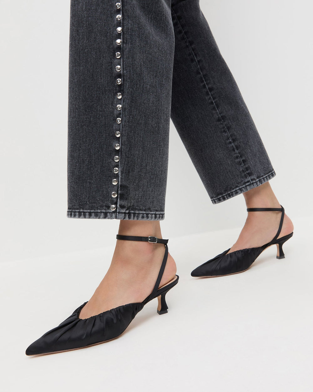 Loeffler Randall Women / Rio Black Satin Kitten Heel