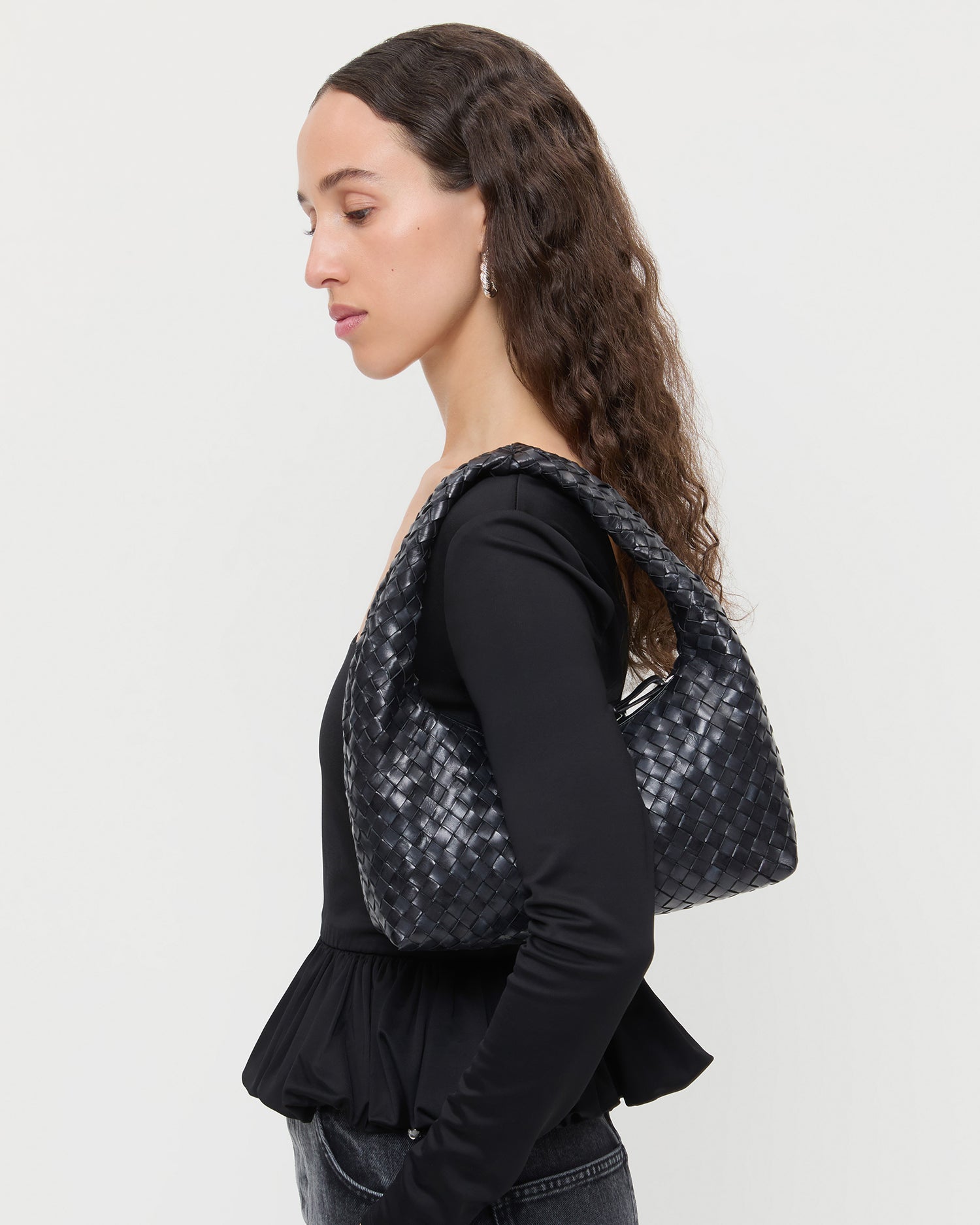 Loeffler Randall Women / Mercer Black Woven Shoulder Bag