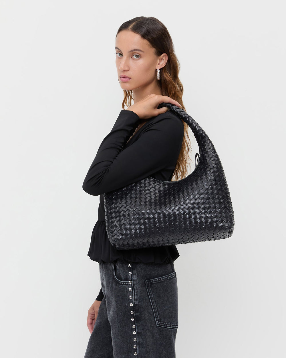 Loeffler Randall Women / Willow Black Woven Hobo Bag
