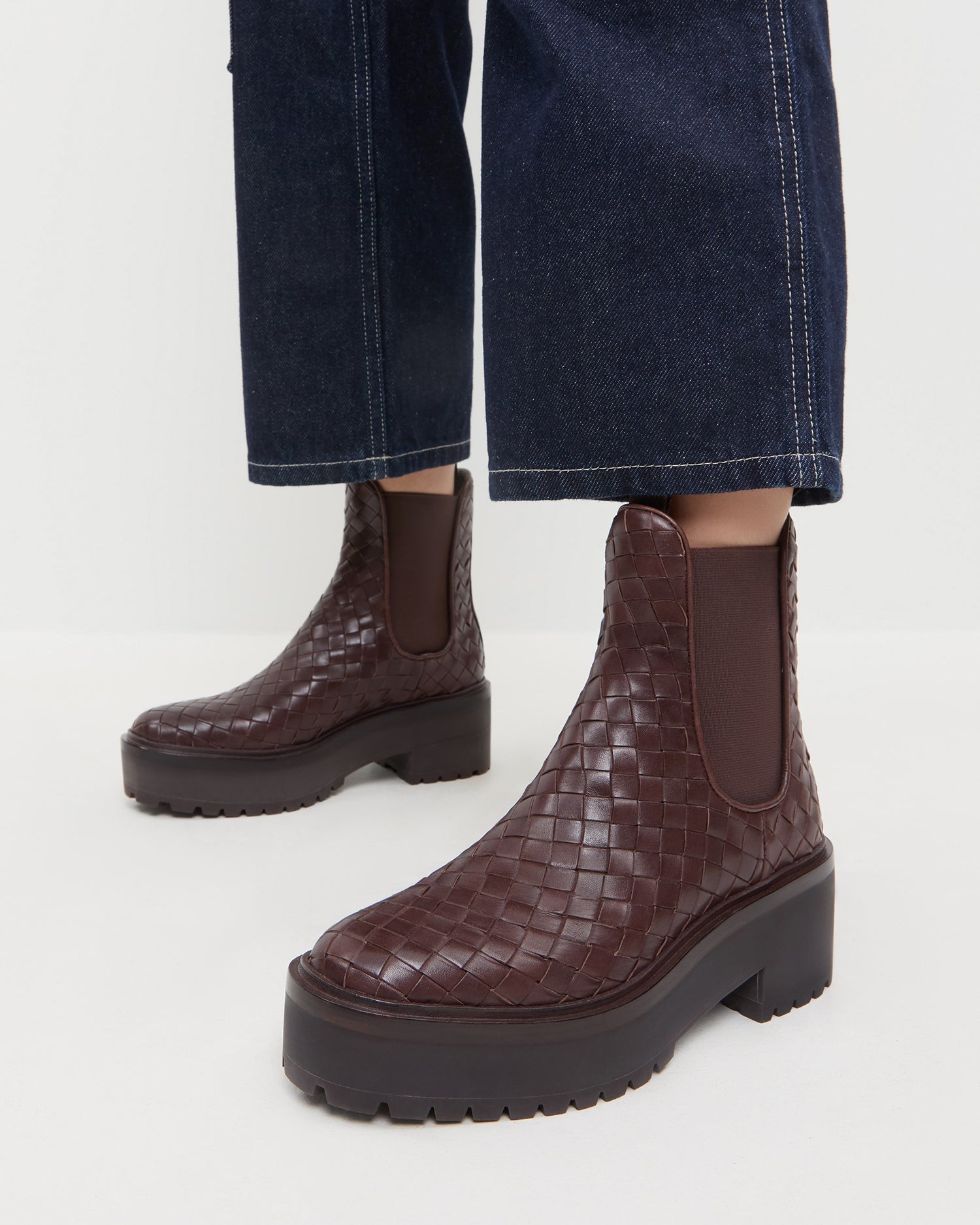Loeffler Randall Women / Reggie Espresso Woven Chelsea Boot