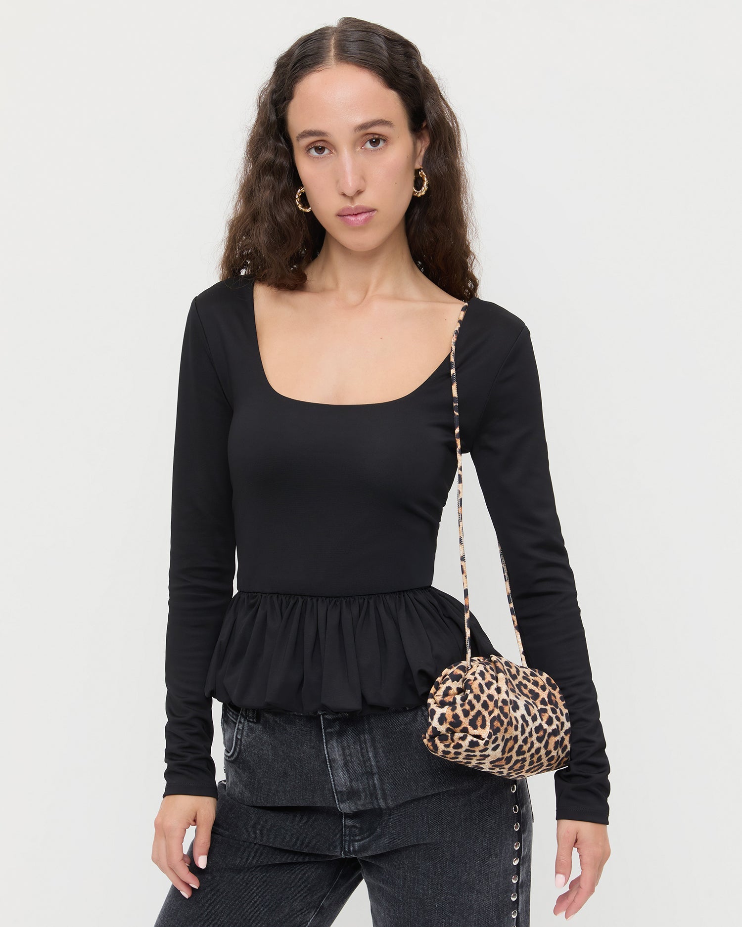 Loeffler Randall Women / Bailey Leopard Jersey Dome Clutch