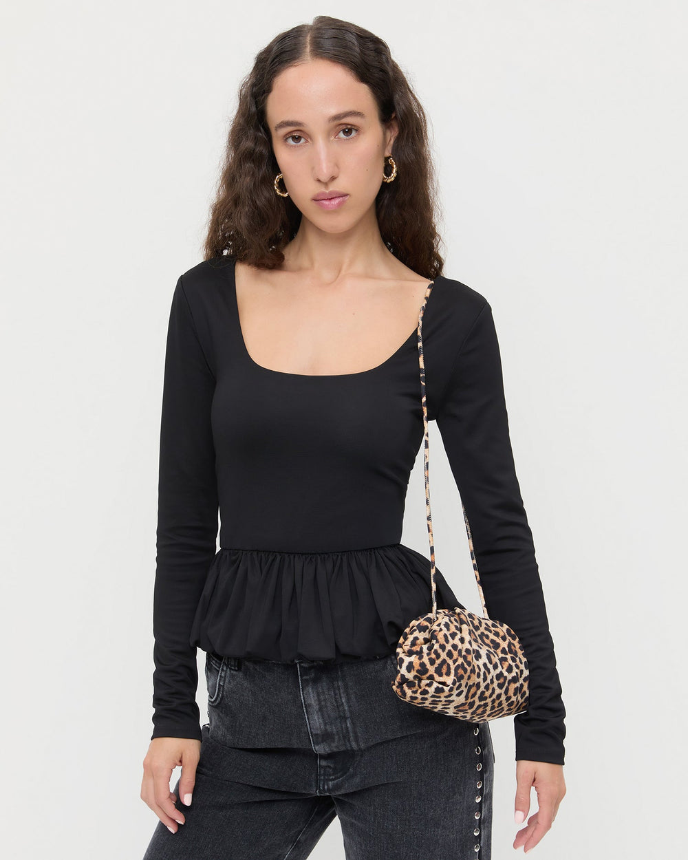 Loeffler Randall Women / Bailey Leopard Jersey Dome Clutch