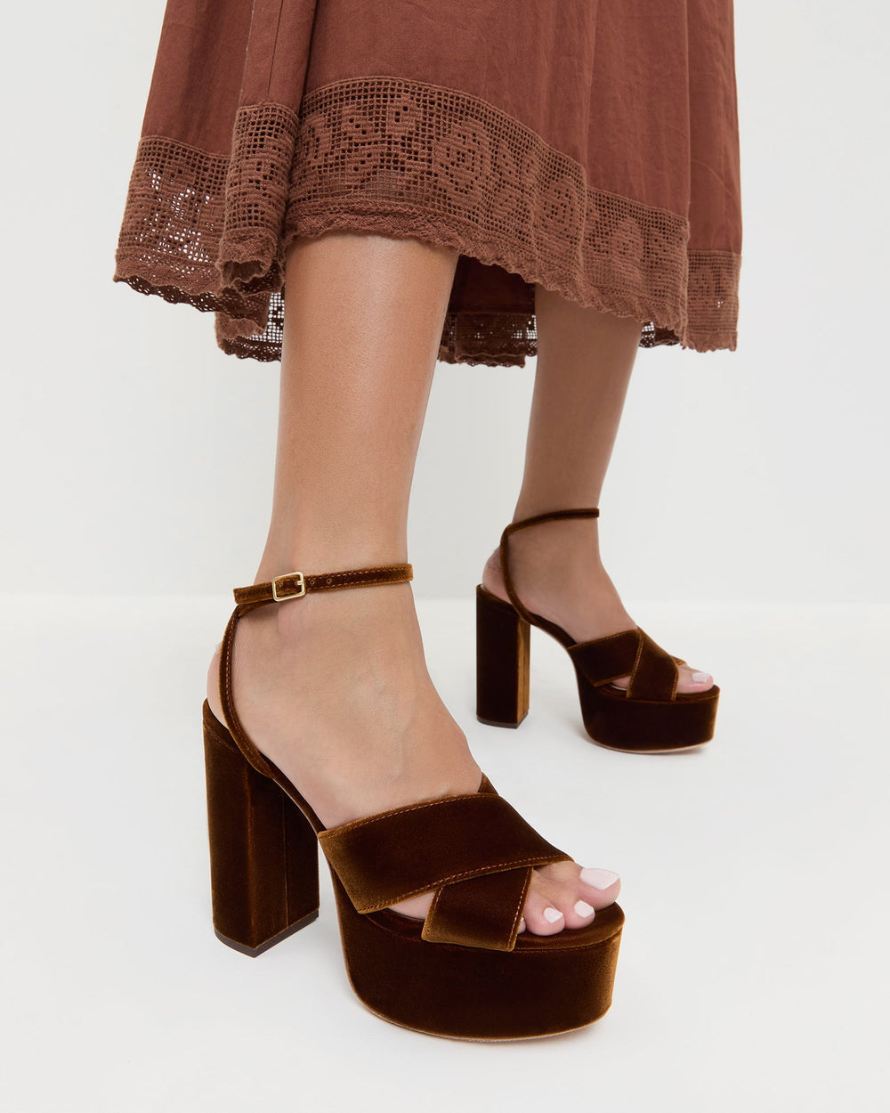 Loeffler Randall Women / Loretta Brown Velvet Platform Sandal