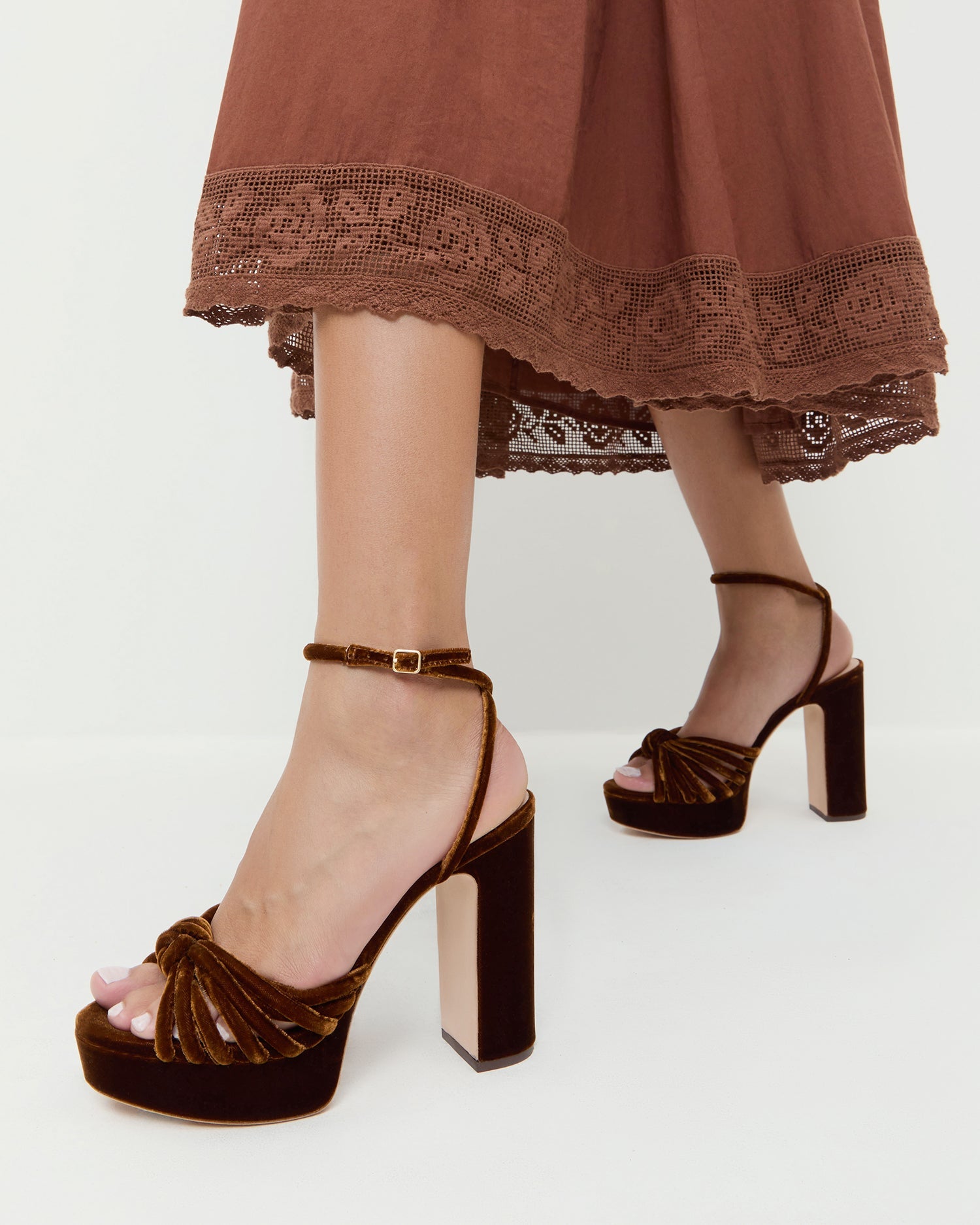 Loeffler Randall Women / Rivka Brown Velvet Platform Sandal