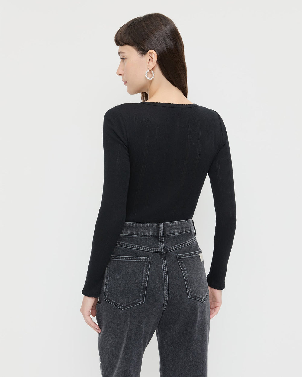 Loeffler Randall Women / Kaya Pointelle Long-Sleeve Bodysuit